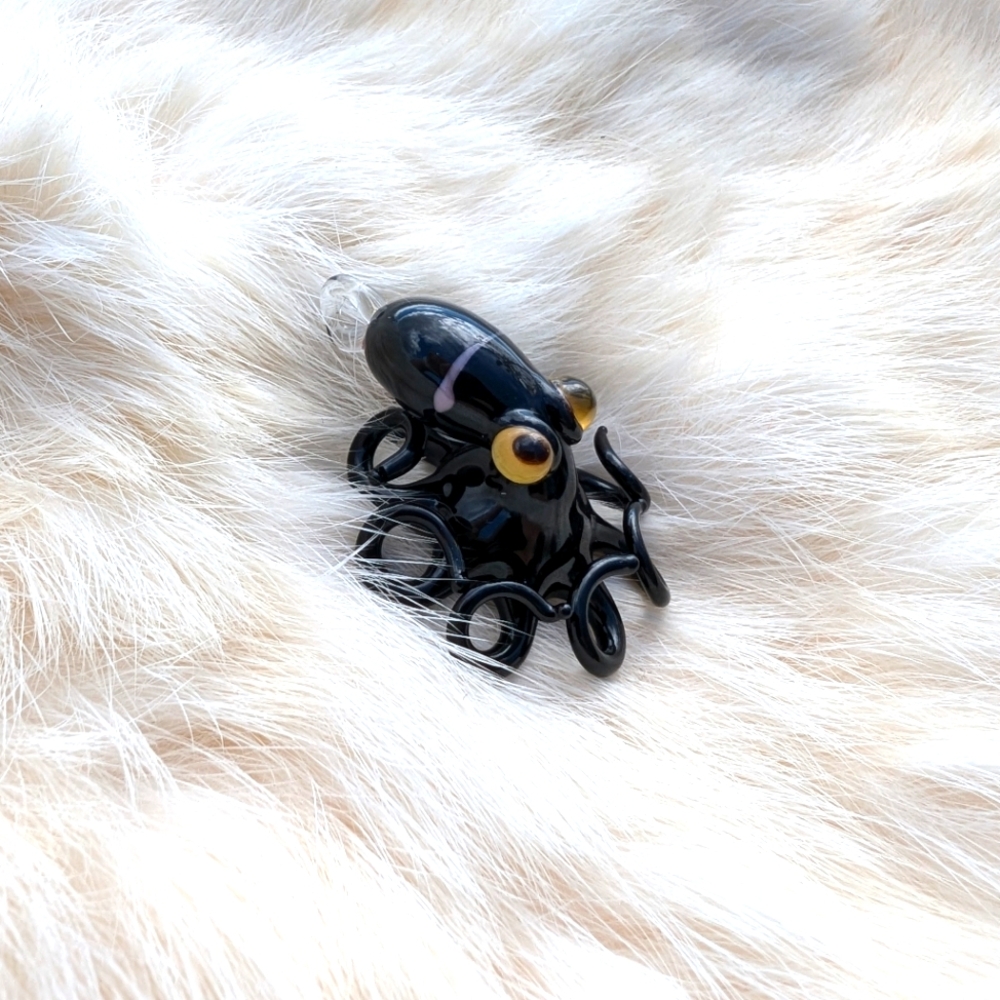 Black And Purple Hand Blown Octopus Pendant Ornament Miniature